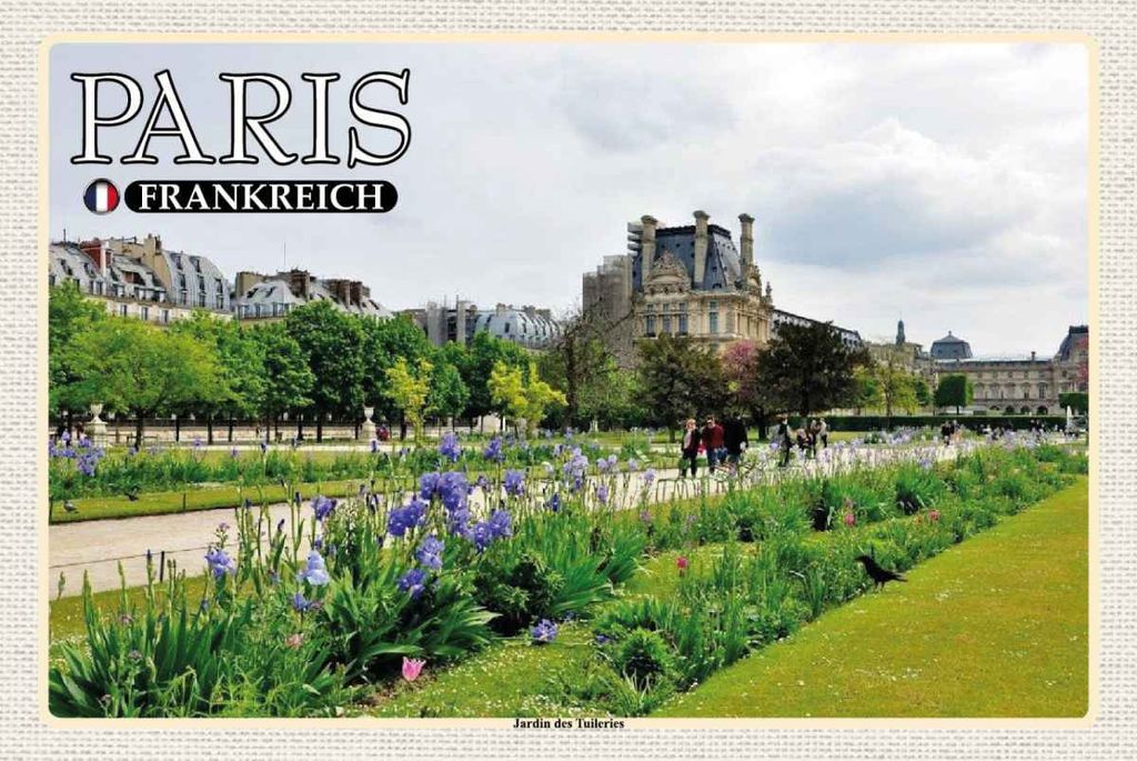 vianmo Holzschild 20x30 cm Paris Frankreich Jardin des Tuileries Park Bildmotiv Reisemotiv Europa
