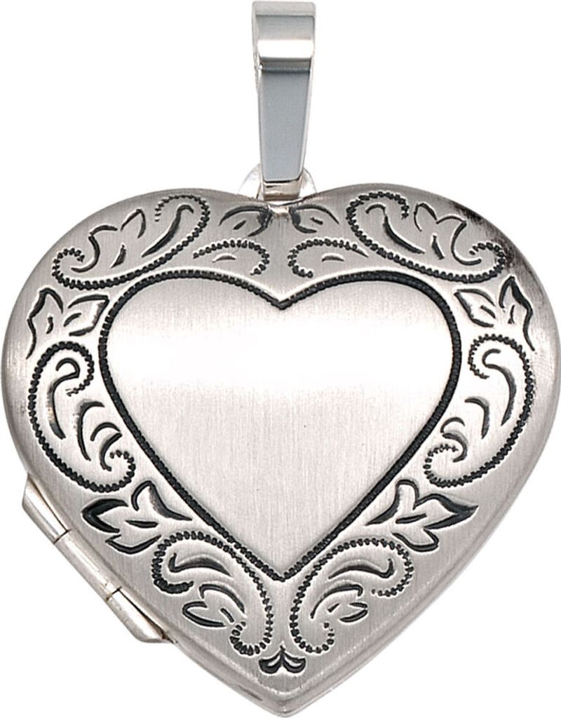 JOBO Medaillon Herz 925 Sterling Silber mattiert teilgeschwärzt