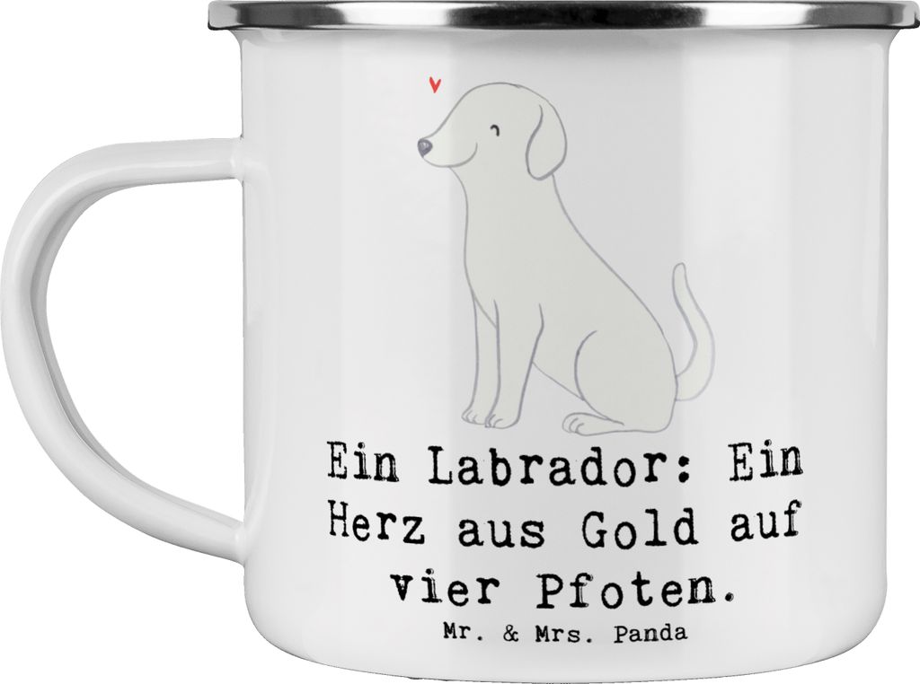 Mr. & Mrs. Panda Pott Labrador Herz - Weiß - Geschenk, Therapiehund, Hunderassen Charakter, Pflege, Tasse Emaille, Haferl, Hunderasse, Apportieren...