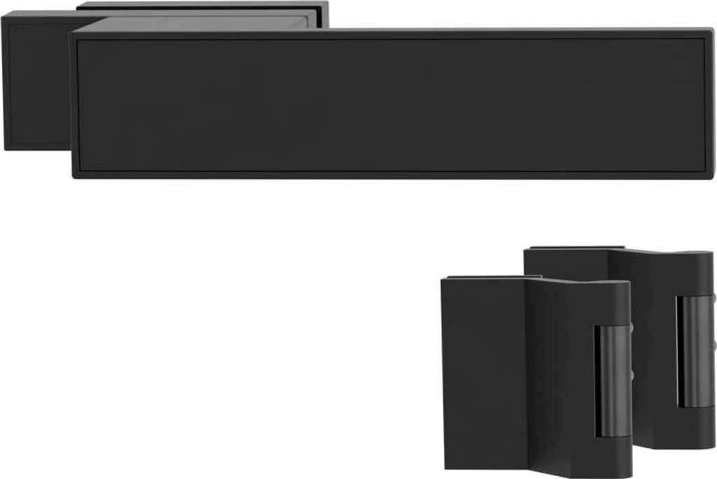 GRIFFWERK Glastürbeschlagset FRAME unverschließbar Magnet 3-tlg. Bänder Graphitschwarz ohne Griff DIN Rechts Graphitschwarz