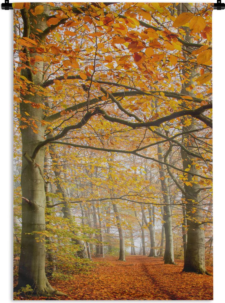 MuchoWow Wandteppich Wandbehang Herbst - Wald - Dänemark 90x135 cm Tapisserie Dekoration Wandtuch - Baumwolle - Wandskulptur