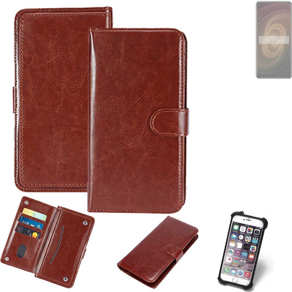 K-S-Trade 360° Hülle kompatibel mit ZTE Axon 60 Ultra braun Kunstleder Case BookCase WalletCase Kunstlederederhülle Handyhülle, Rundumschutz
