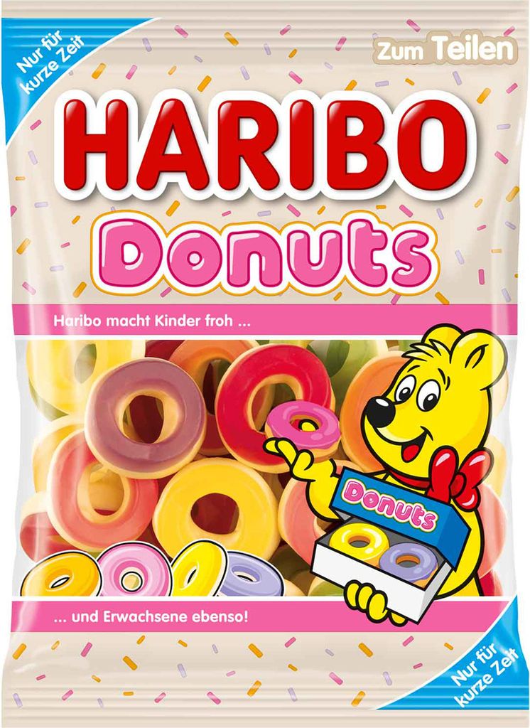 Haribo Donuts bunte leckere Fruchtgummi Schaumzucker Mischung 175g