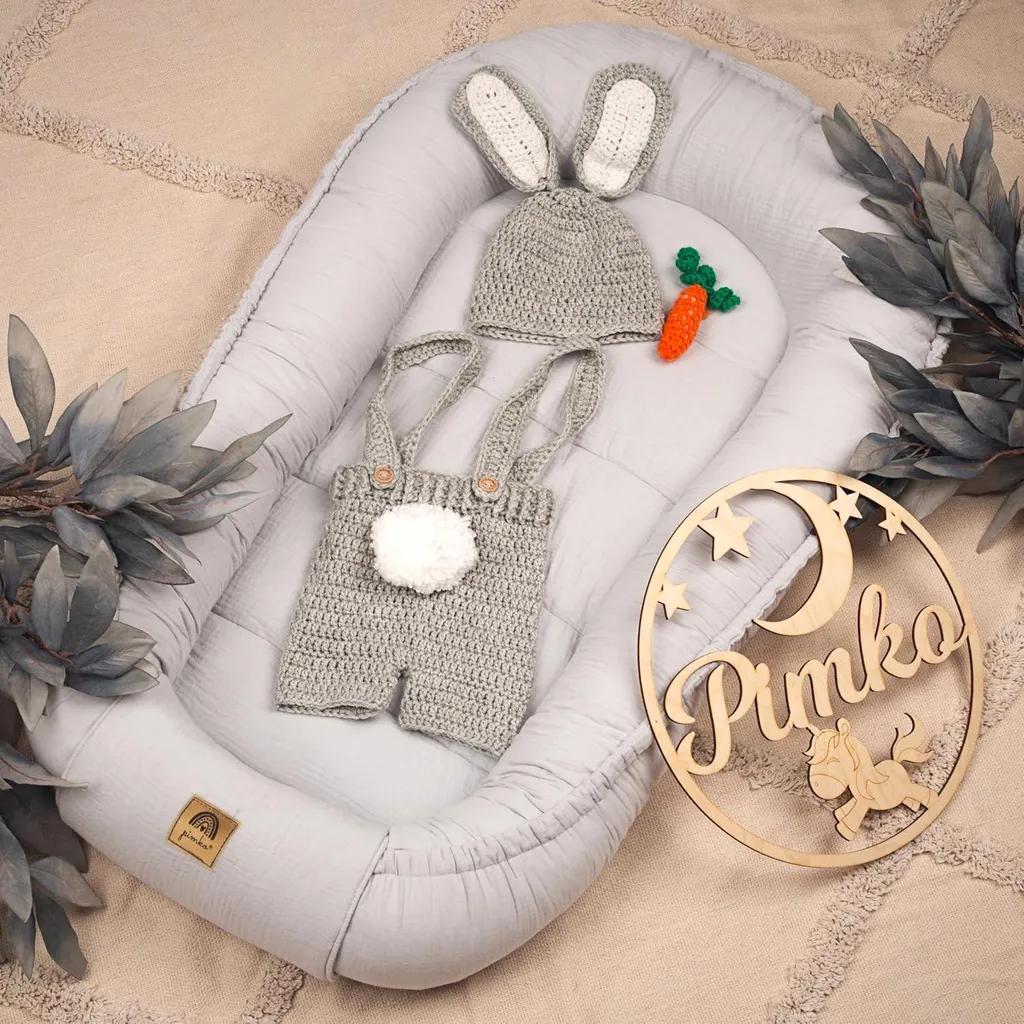 Cocon Bébé Gris Perle en Mousseline de Coton - Nid Douillet Ajustable