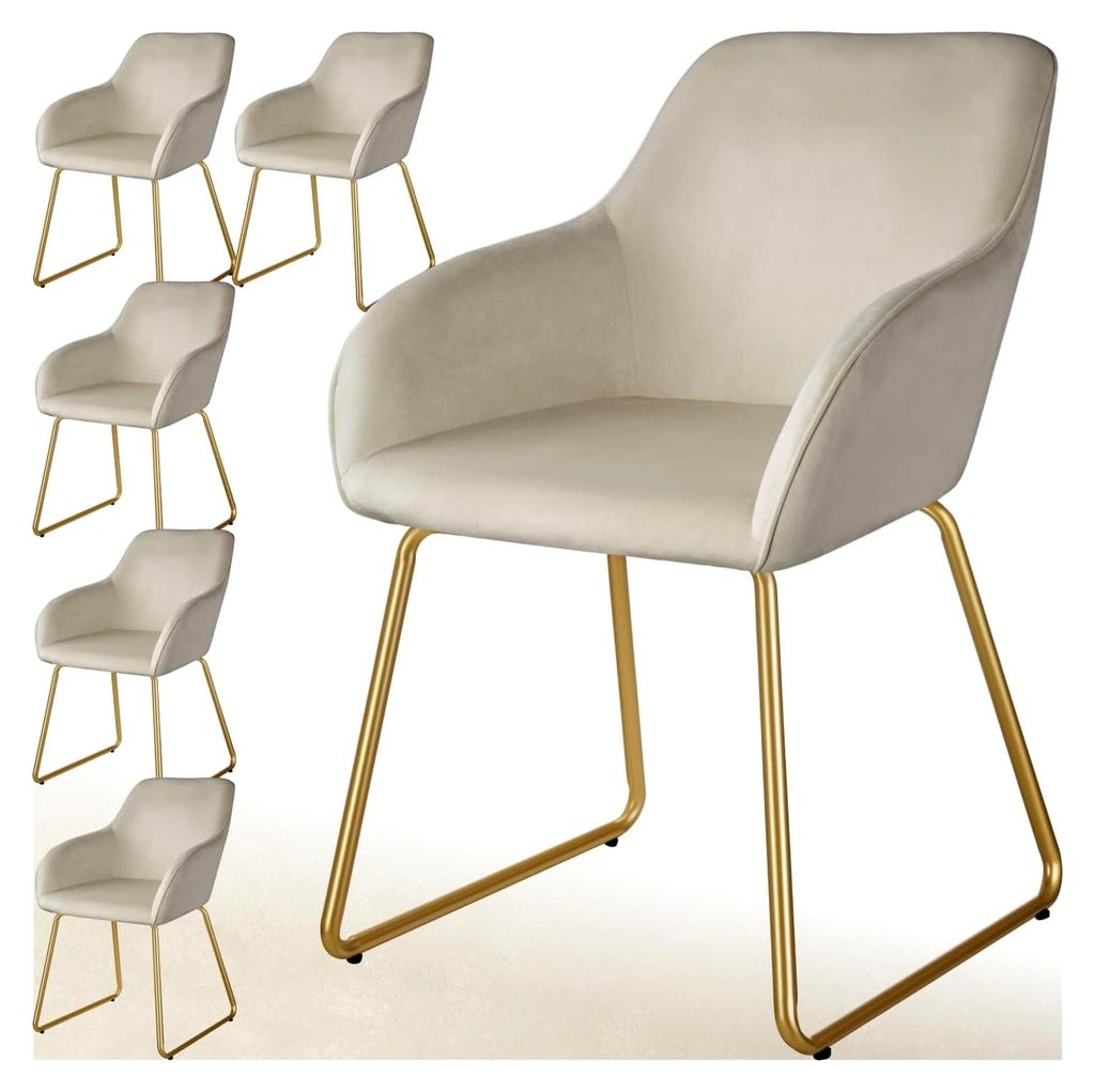Esszimmerstühle Set, Samtstoff Stühle, Armlehnstuhl für Esszimmer, Sessel für Wohnzimmer, Schminktischstuhl, Küchenstuhl, Schlafzimmer, Essst...