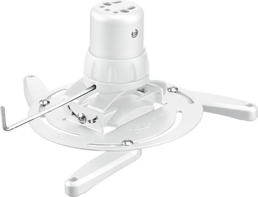 A white projector ceiling mount is shown against a white background.