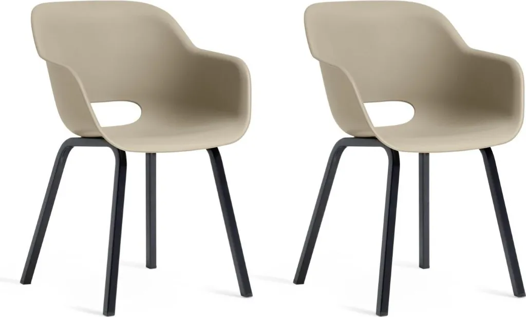 Chaise de jardin avec pieds en métal Keter Noa sauge argentée - Lot de 2