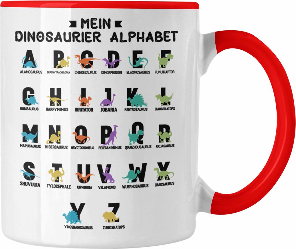Trendation - Mein Dinosaurier Arten Alphabet A-Z Dino ABC Geschenk T-Rex Kinder 1. Klasse Grundschule (Rot)