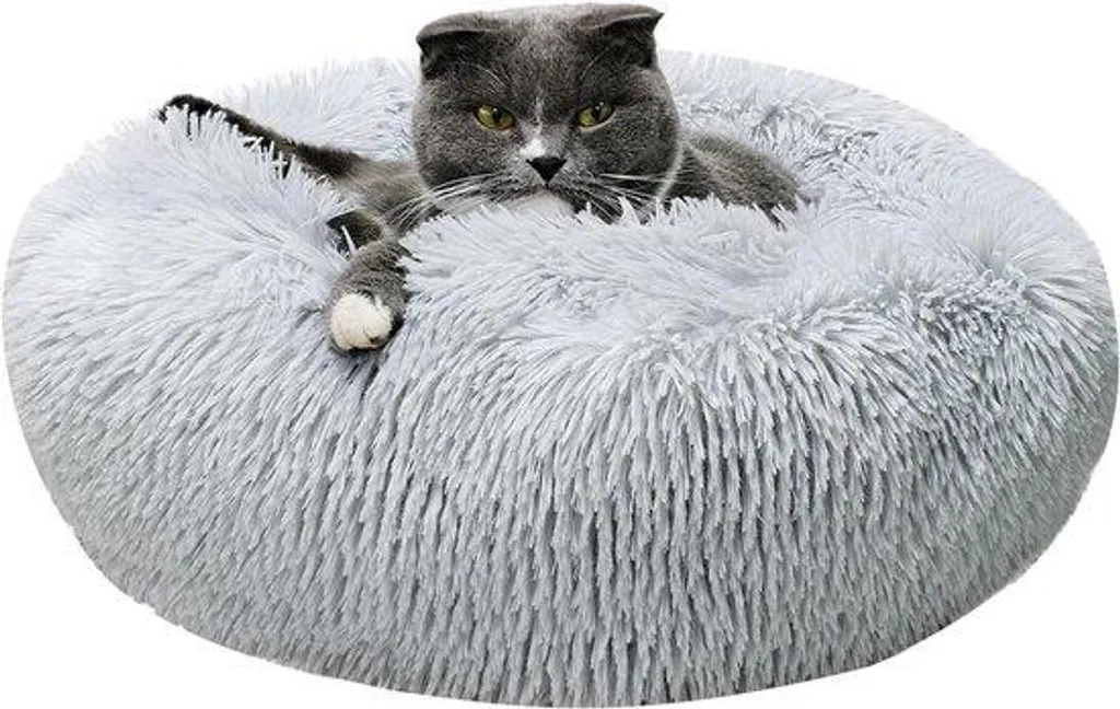 Lit chat anti-stress 40 cm rond lavable fini les poils sur votre canapé S