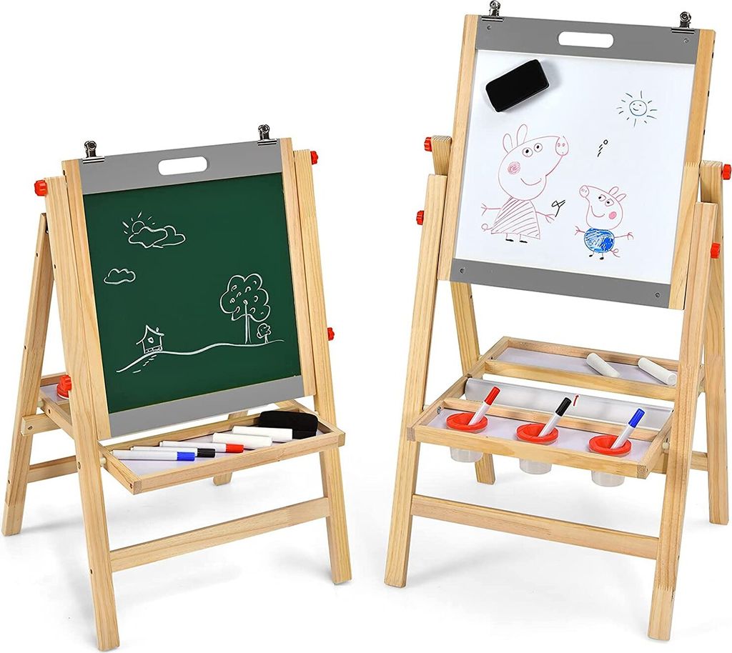 COSTWAY Dětská deska 3 v 1 Skládací dřevěná deska s Obrázek produktu 1