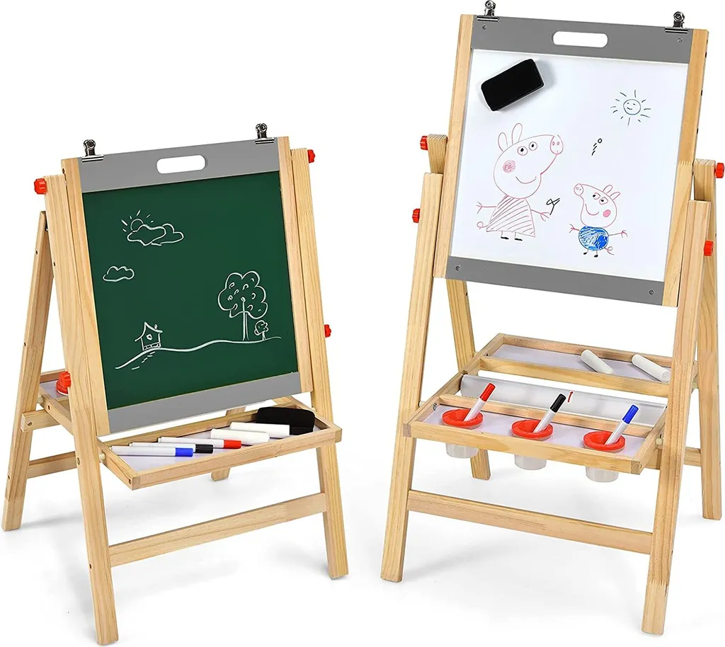 Tableau d'éveil enfant 3 en 1 pour dessin et écriture en bois évolutif