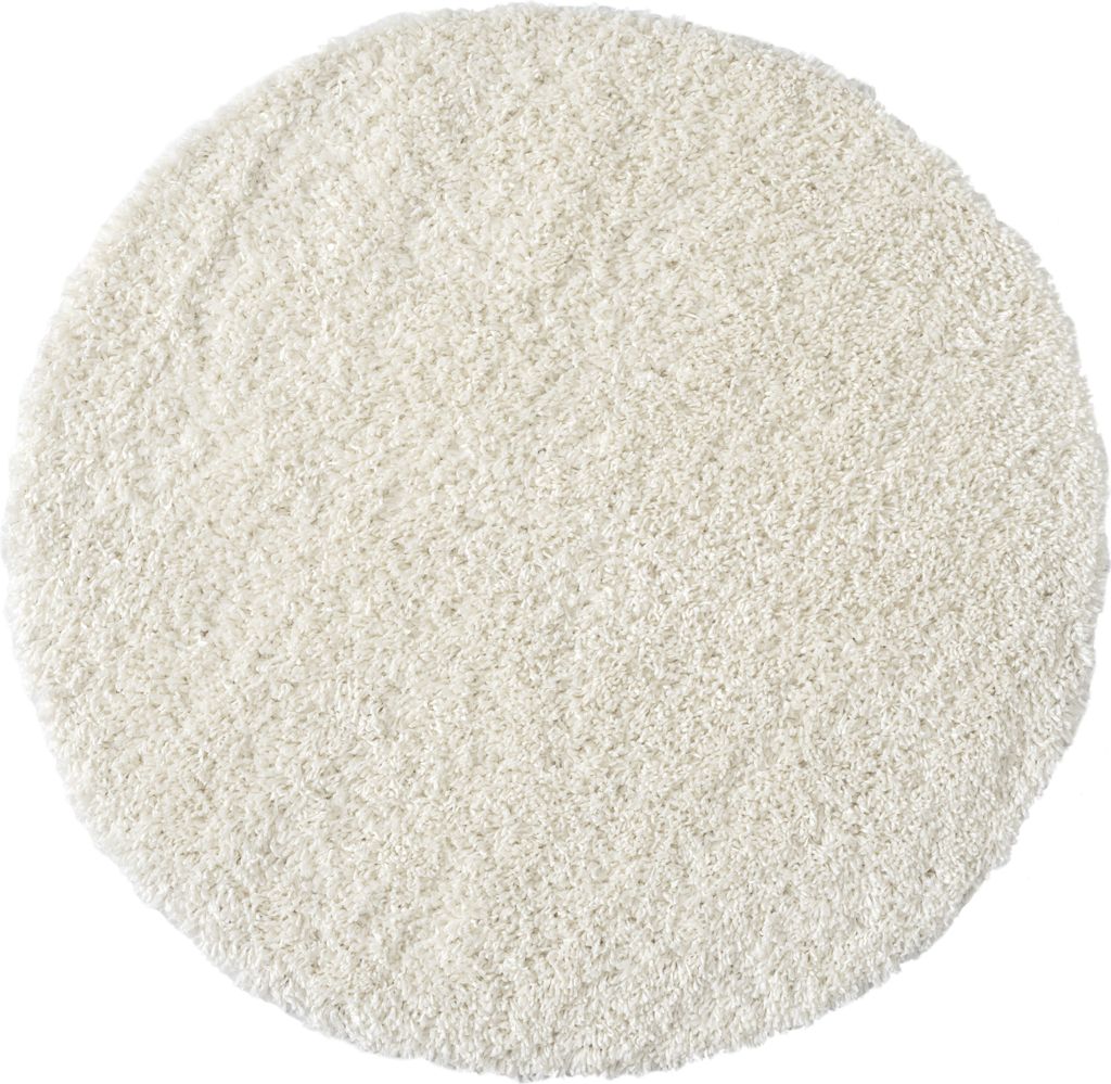 MY-RUG Teppich, Hochflorteppich Shaggy Star, 120x120, Weiß, leicht glänzend, extra flauschig, rund
