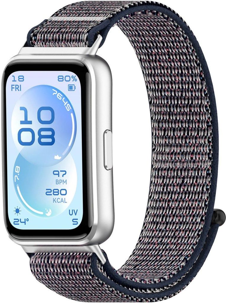 Stravo Nylon-Sportarmband mit Klettverschluss – Passend für Huawei Band 11 / Band 11 Pro – Atmungsaktiv und komfortabel – Dunkelblau