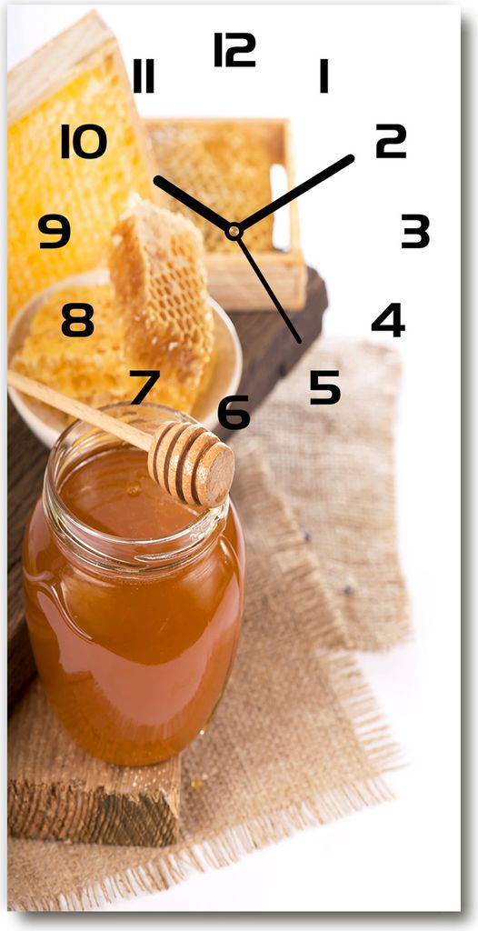 Wanduhr aus Glas – 30x60 cm - Glasbild - Glasuhr - Gehärtetes Glas -Bienenwaben