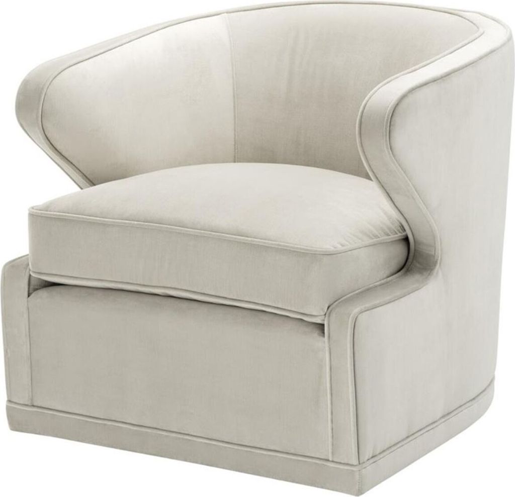 Casa Padrino Wohnzimmer Sessel / Drehsessel Hellgrau 75 x 80 x H. 73 cm - Luxus Wohnzimmermöbel