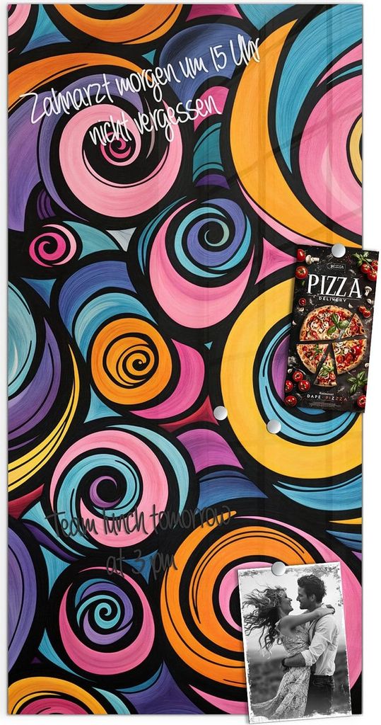 Magnettafel 50x100cm Pinnwand Whiteboard beschreibbar - Farbige Spiralen
