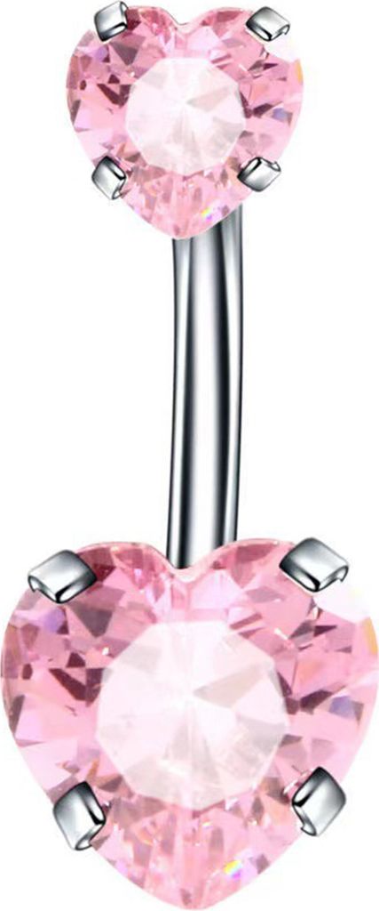Bauchnabelpiercing, auffälliger, korrosionsbeständiger, herzförmiger Bauchnabelpiercing-Schmuck aus Edelstahl für Mädchen-Rosa