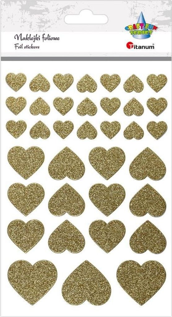 Folienaufkleber Gold Herzen Glitter 36 Stück Titanum
