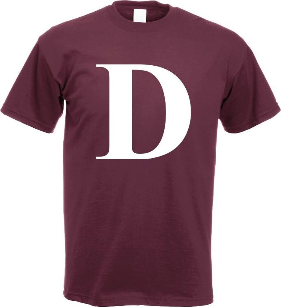 Kiwistar - T-Shirt - Burgund - Buchstabe D - Alphabet Motiv Bedruckt Funshirt Design Print - mit Motiv Bedruckt - Funshirt Design - Sport - Freizei...