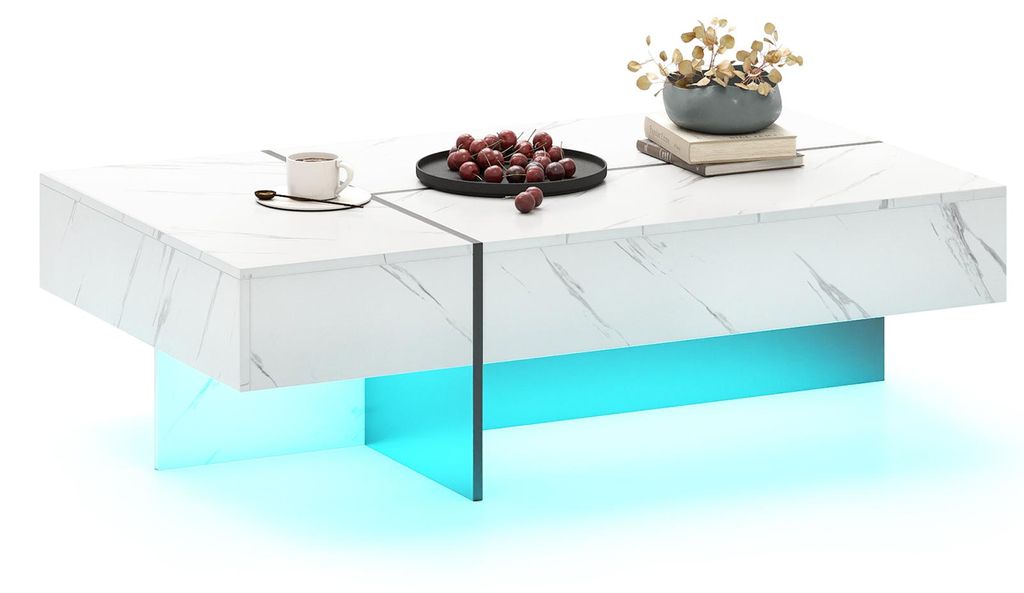 Table basse COSTWAY avec éclairage LED, table de salon Image du produit 