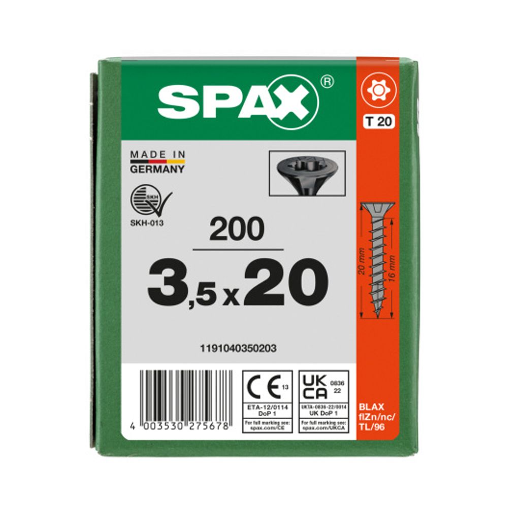 SPAX SeKo T-STAR+ 3,5 x 20 Schwarz verzinkt HP, Produktbild 8