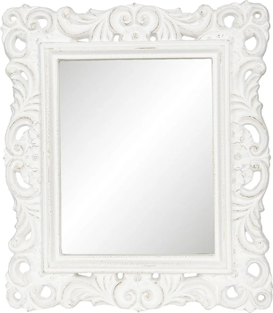 Specchio Bianco Ecopelle Clayre & Eef 31x36 | Specchiera da Muro - 1