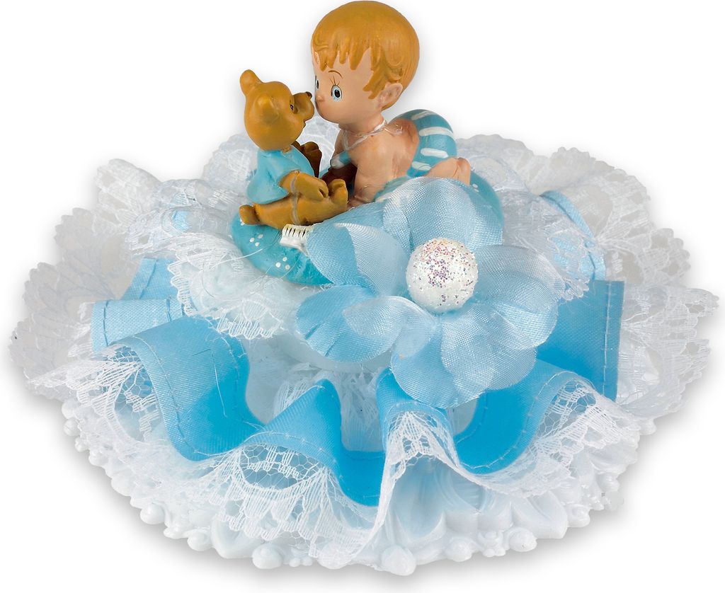 Poly Taufaufsatz mit Baby, blau