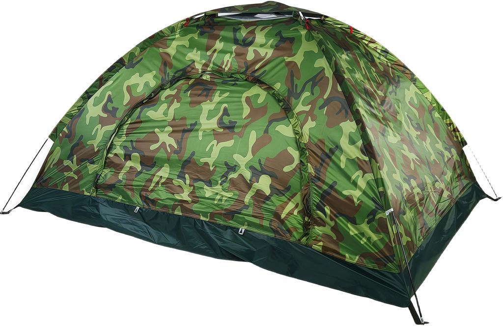 Campingzelt für 2 Personen, Kuppelzelt, Trekkingzelt, Wasserdicht und UV-Schutz, Camouflage, Grün