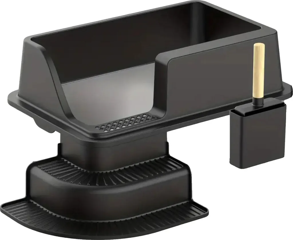 Lettiera Gatto Design Moderno Nera - Toilette Semichiusa Facile Pulizia