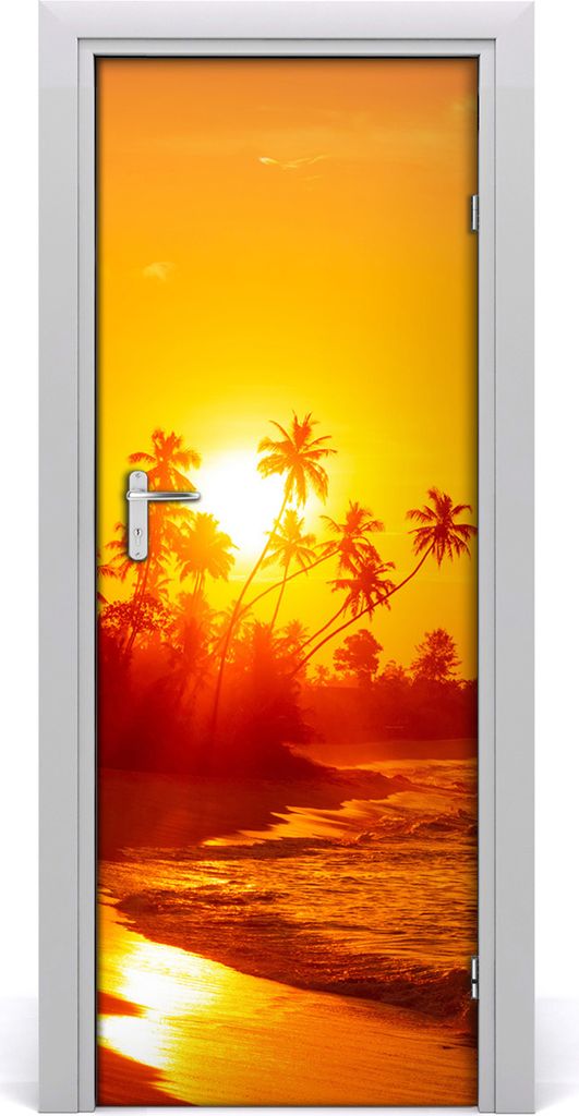 Tulup Türaufkleber 75x205 cm Dekorative Aufkleber Selbstklebend Wasserdichte Tapete Abnehmbar Schlafzimmer Wohnzimmer Wohnkultur - tropischer Strand