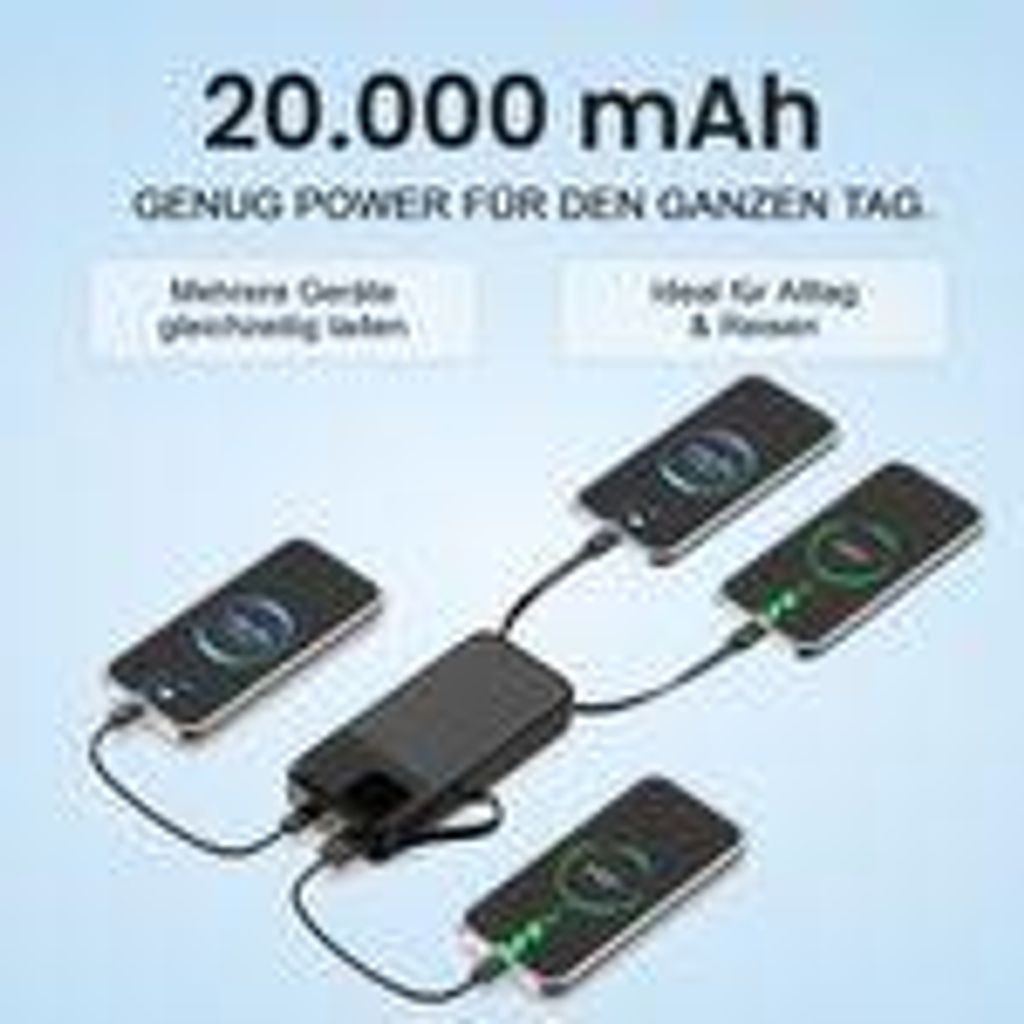 VIESTA® Powerbank 20.000 mAh Schwarz Schnellladen 22,5 W PD Produktbild 