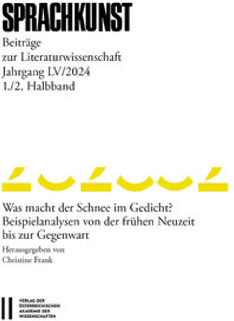 Revue Sprachkunst 2024 Vol LV 1-2 Analyse Littéraire Allemande