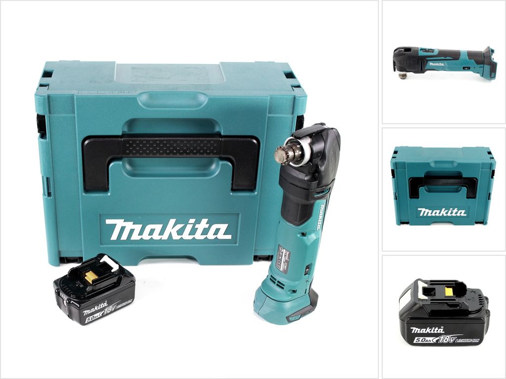 Makita DTM 51 T1J 18V Li-Ion Akku Multifunktionswerkzeug im Makpac + 1x BL 1850 B 18V - 5,0 Ah Li-Ion Akku - ohne Zubehör, ohne Ladegerät
