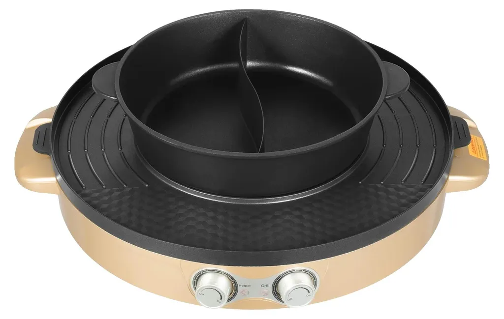 Marmite électrique 2 en 1 doré - Appareil barbecue et fondue efficace