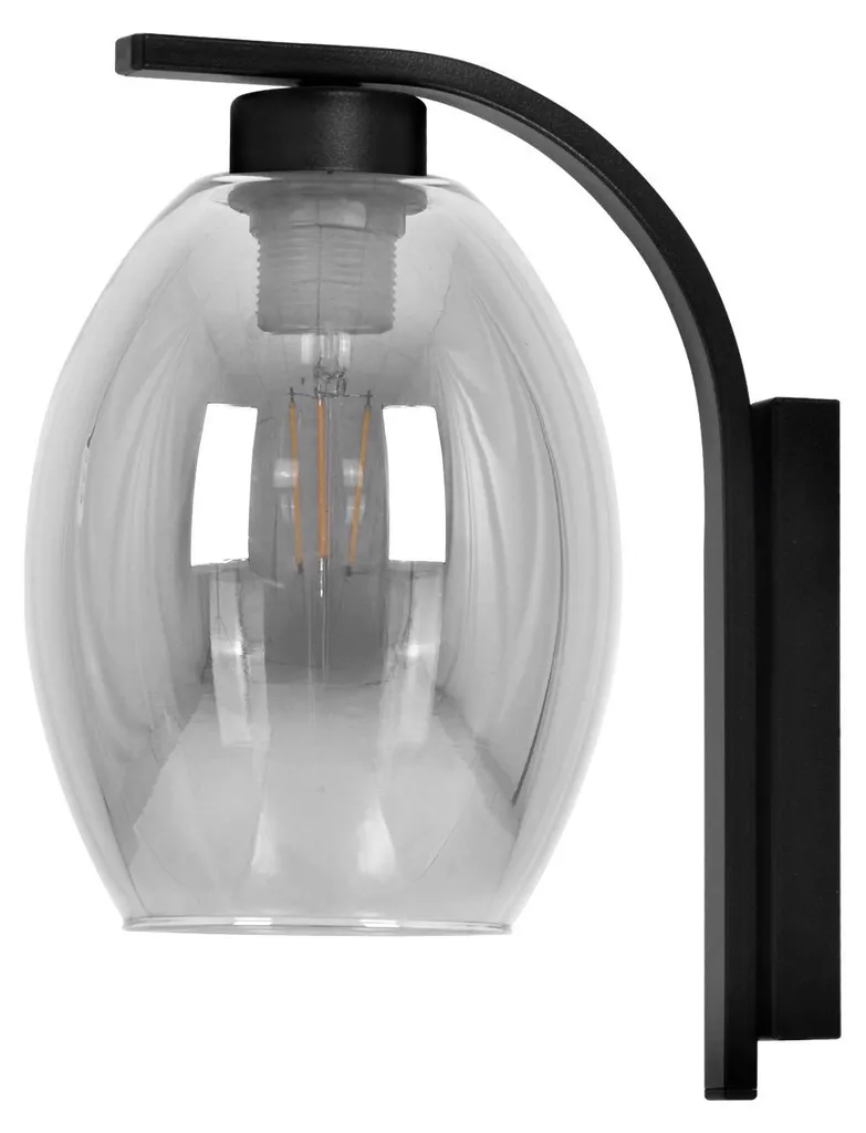 Luminaire de Mur BALBO Design Moderne en Verre Fumé Noir Culot E27 15W