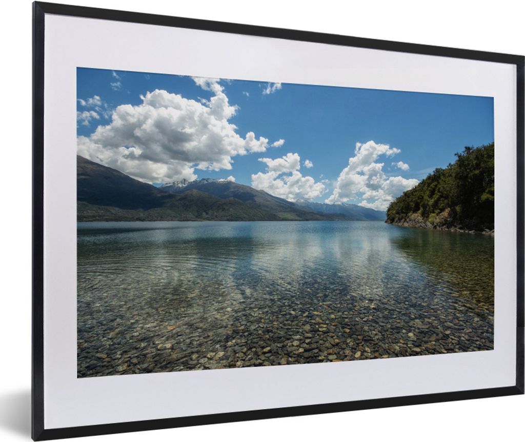 MuchoWow MuchoWow Gerahmtes Poster See - Stein - Baum 60x40 cm - Poster mit zchwarzem Bilderrahmen - Schlafzimmer - Plakat in Rahmen - Drucken