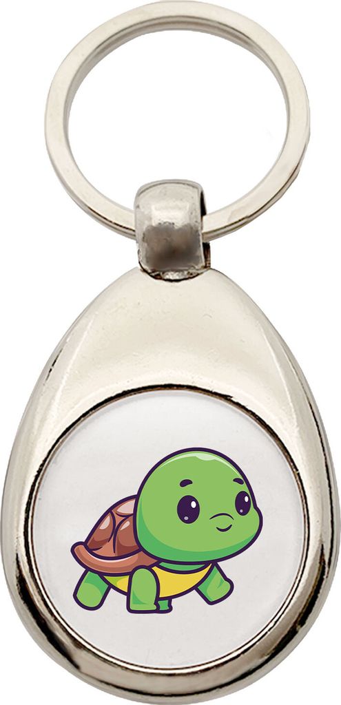 Huuraa Schlüsselanhänger Baby Schildkröte Comic Metall Schlüsselring Einkaufswagenchip Geschenkidee