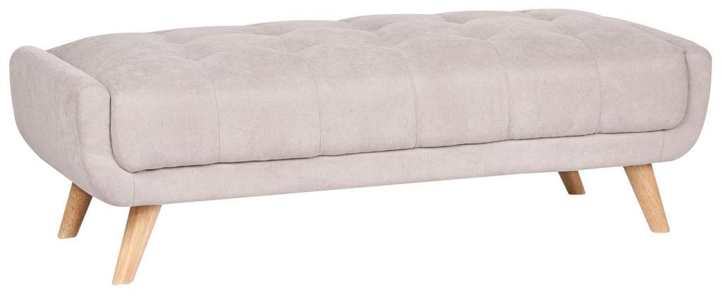 BELIANI Ottomane Taupe Stoff Gepolstert Gesteppt mit Holzbeinen Rechteckig Modernes Retro Design Wohnzimmer Sofa-Hocker Fußhocker Sitzhocker zum Sofa
