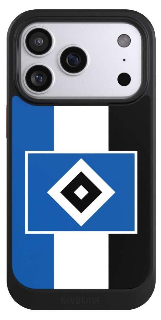 NIVOCASE Hülle für Apple iPhone 17 Pro Handyhülle NIVOcore Case Schwarz HSV Hamburger SV Streifen