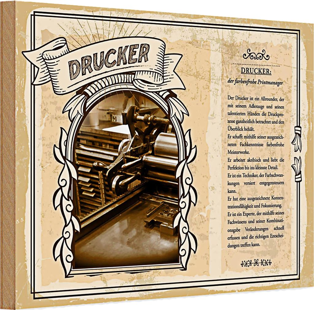 Holzschild Berufe 30x20cm Drucker Printmanager Adlerauge