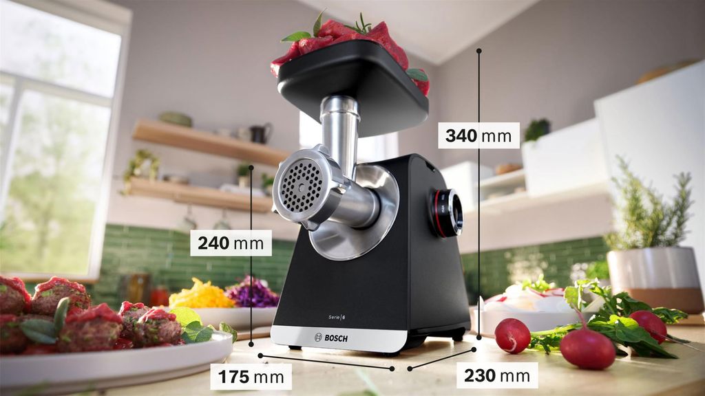 Bosch Serie 6 MFWS640B, 2100 W, Schwarz, 3,5 kg/min, 1 m, Metall, Kunststoff, 500 W