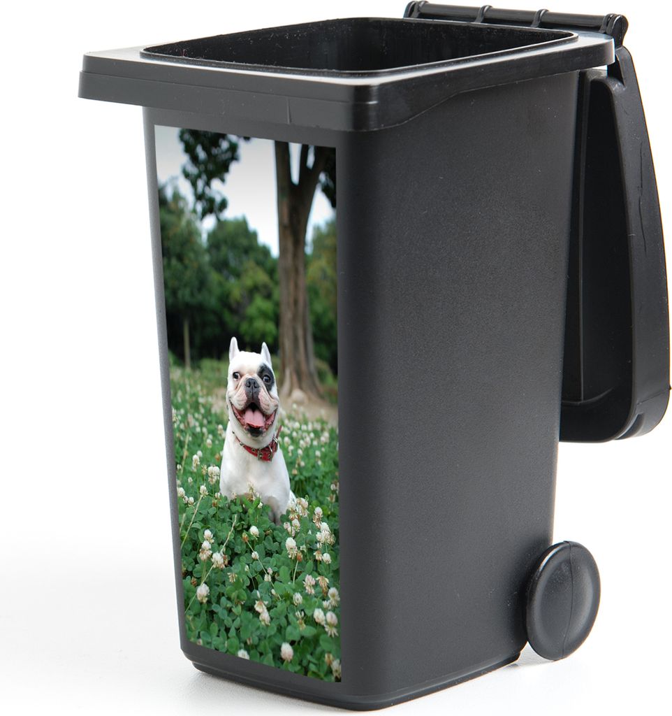 MuchoWow Mülltonnenaufkleber Tier - Klee - Hund 44x98 cm - Containeraufkleber - Aufkleber - Mülltonnen-Aufkleber