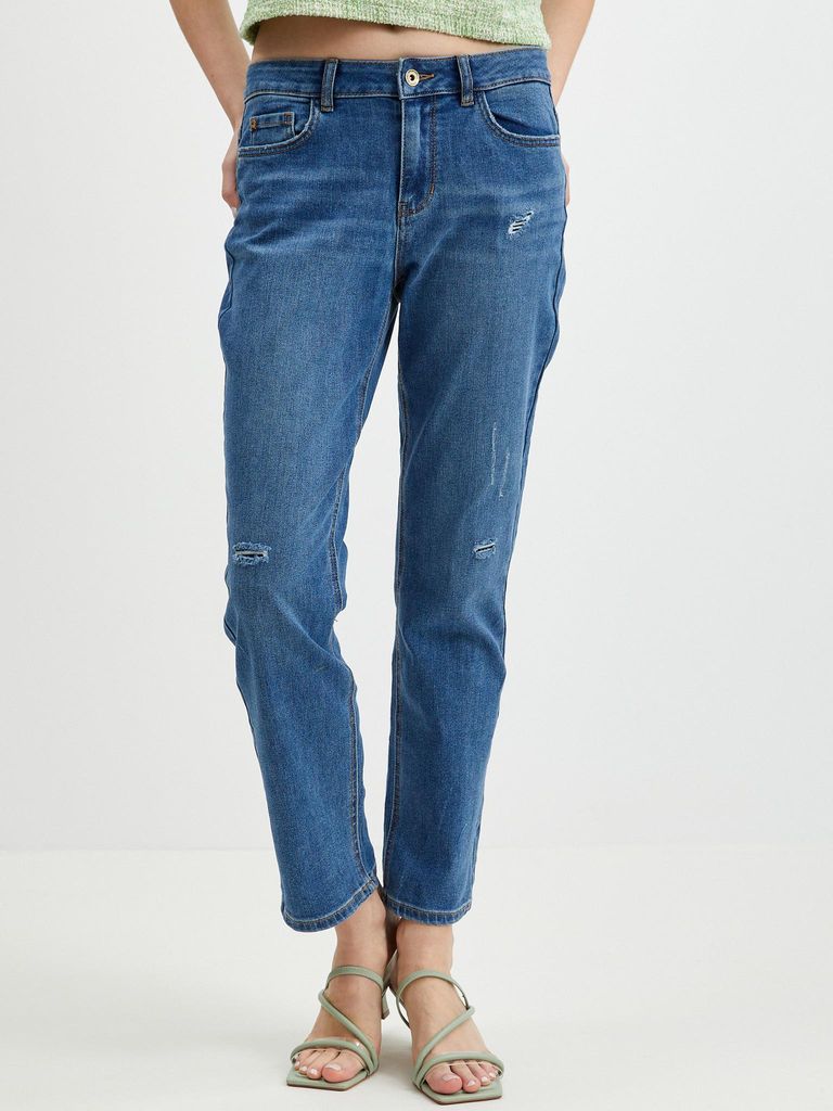 Orsay Dunkelblaue Cropped Straight Fit Jeans für Damen 312177580000__38