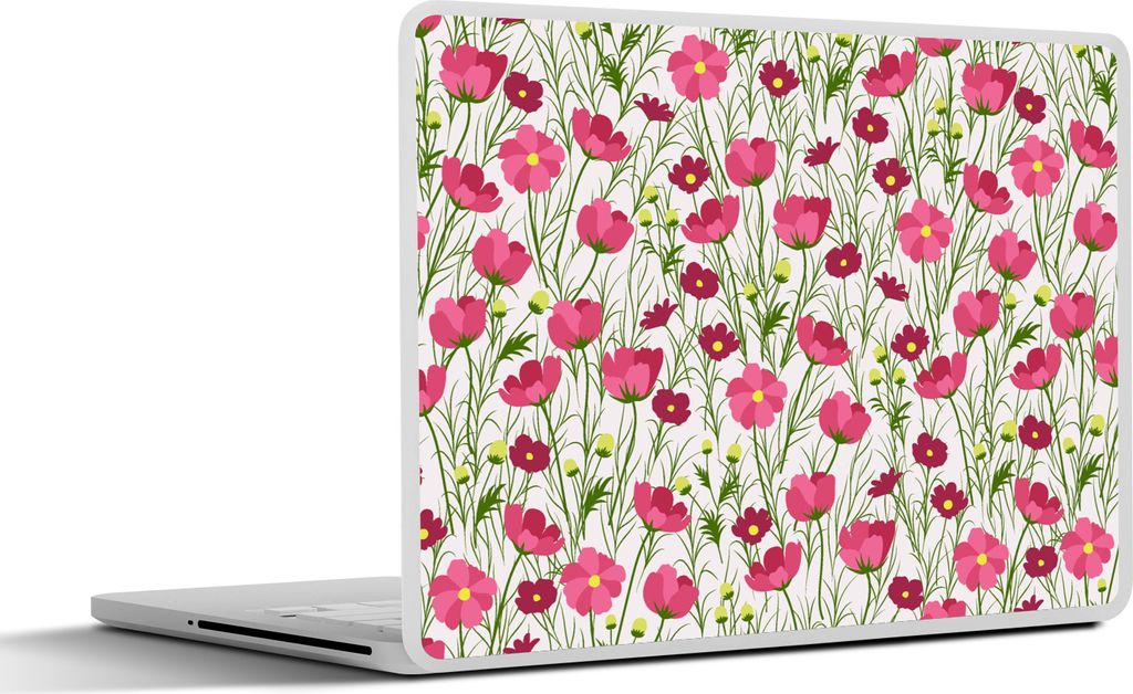 MuchoWow Laptop Aufkleber Sticker Cover Blumen - Gras - Mohn 40x30 cm - Laptop Dekoration - Selbstklebend