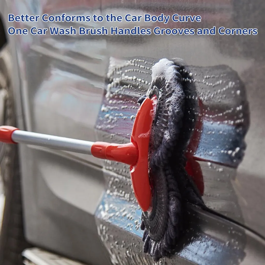 Lave-auto télescopique rotatif en microfibre douce avec double tête
