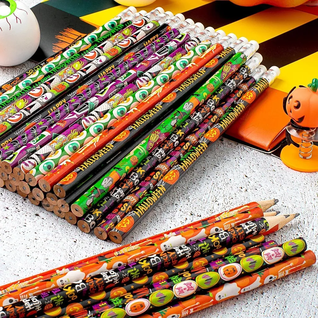 SAFIGLE 24 pezzi Matite Scopa Strega Halloween Ergonomica e Robusta