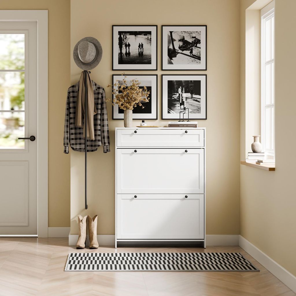 SoBuy Mobile Scarpiera con ante a ribalta Bianco Scandinavo Immagine del prodotto 
