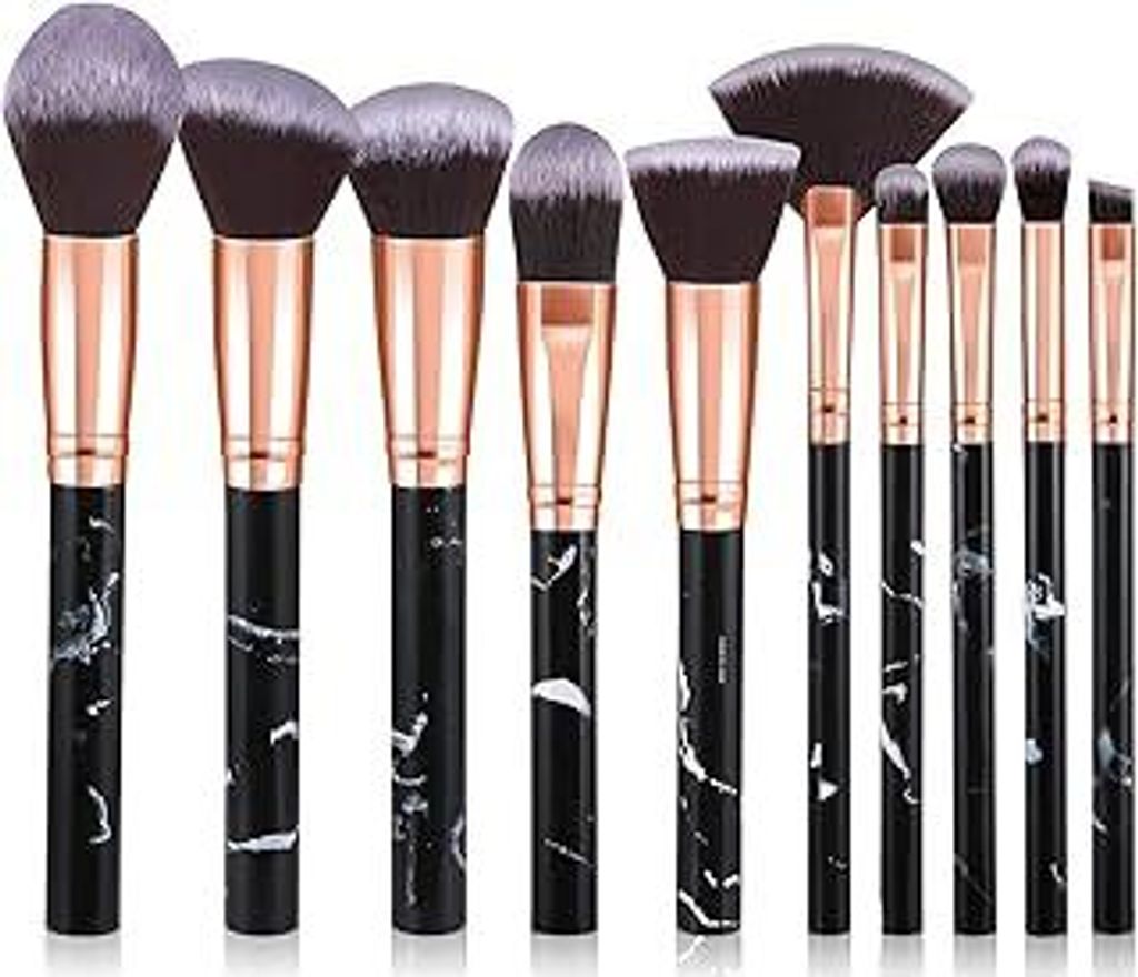 Pinselset Makeup Start Makers 10 Stück Professionelle Make Up Pinsel Set Schwarzer Marmor Kosmetik Pinselset Puder Foundation Lidschatten Conceale...