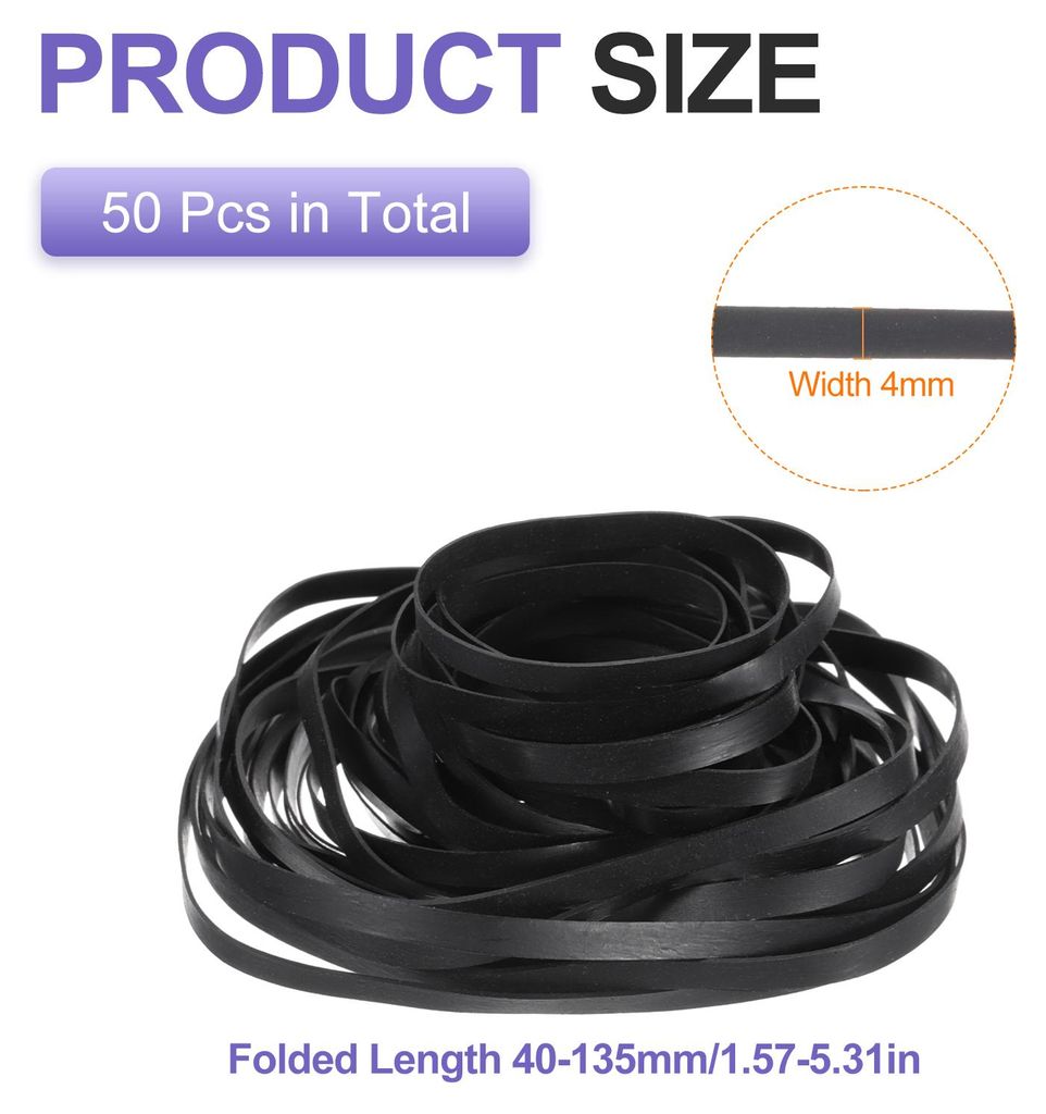 50 Stš¹ck Gummiriemen fš¹r Blockfl?ten, Gefaltet L?nge 40-135mm Kassettenrekorder Riemen, Reparaturmix Flachband Kassettenriemen aus Gummi fš...