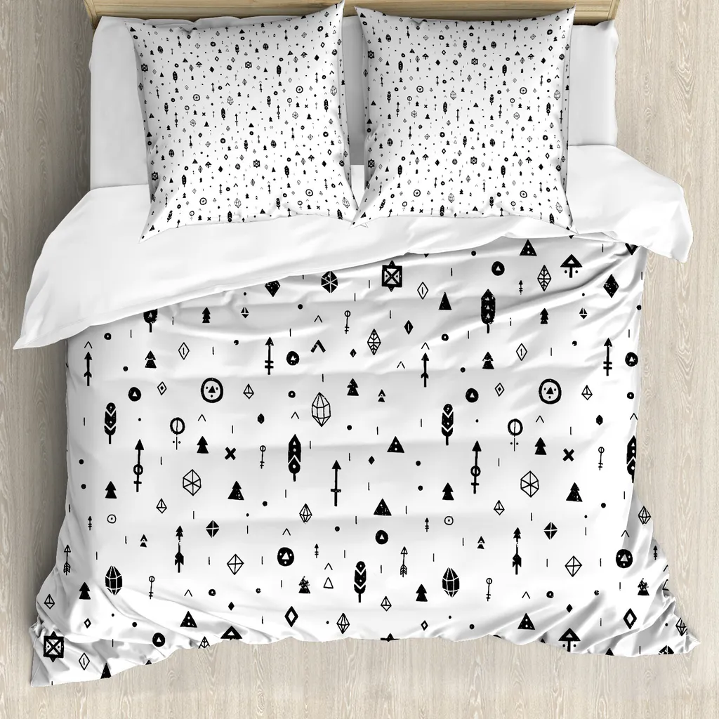 Duvet Cover ABAKUHAUS Tribal Aztec 200x200 - Black & White